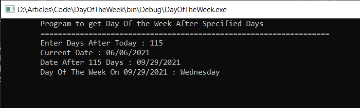 C Program To Get Day Of The Week